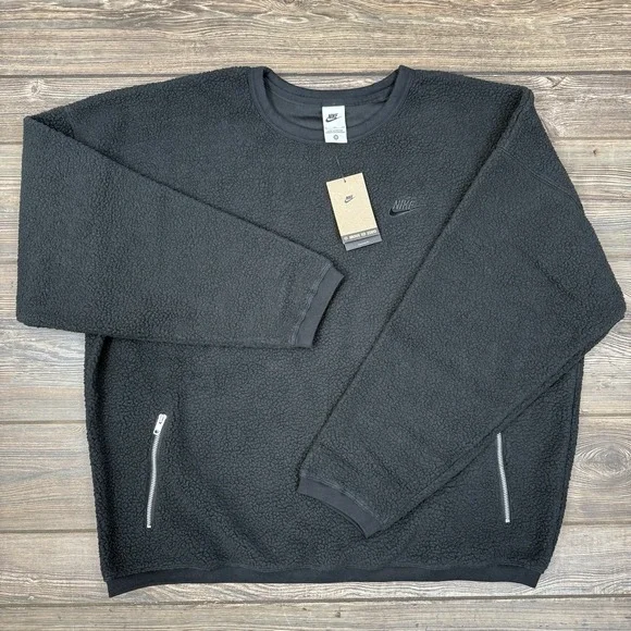 Nike Sweatshirt Pullover Fleece Club Crew Size XL FB8378-010 Black NEW $90 - Picture 1 of 12